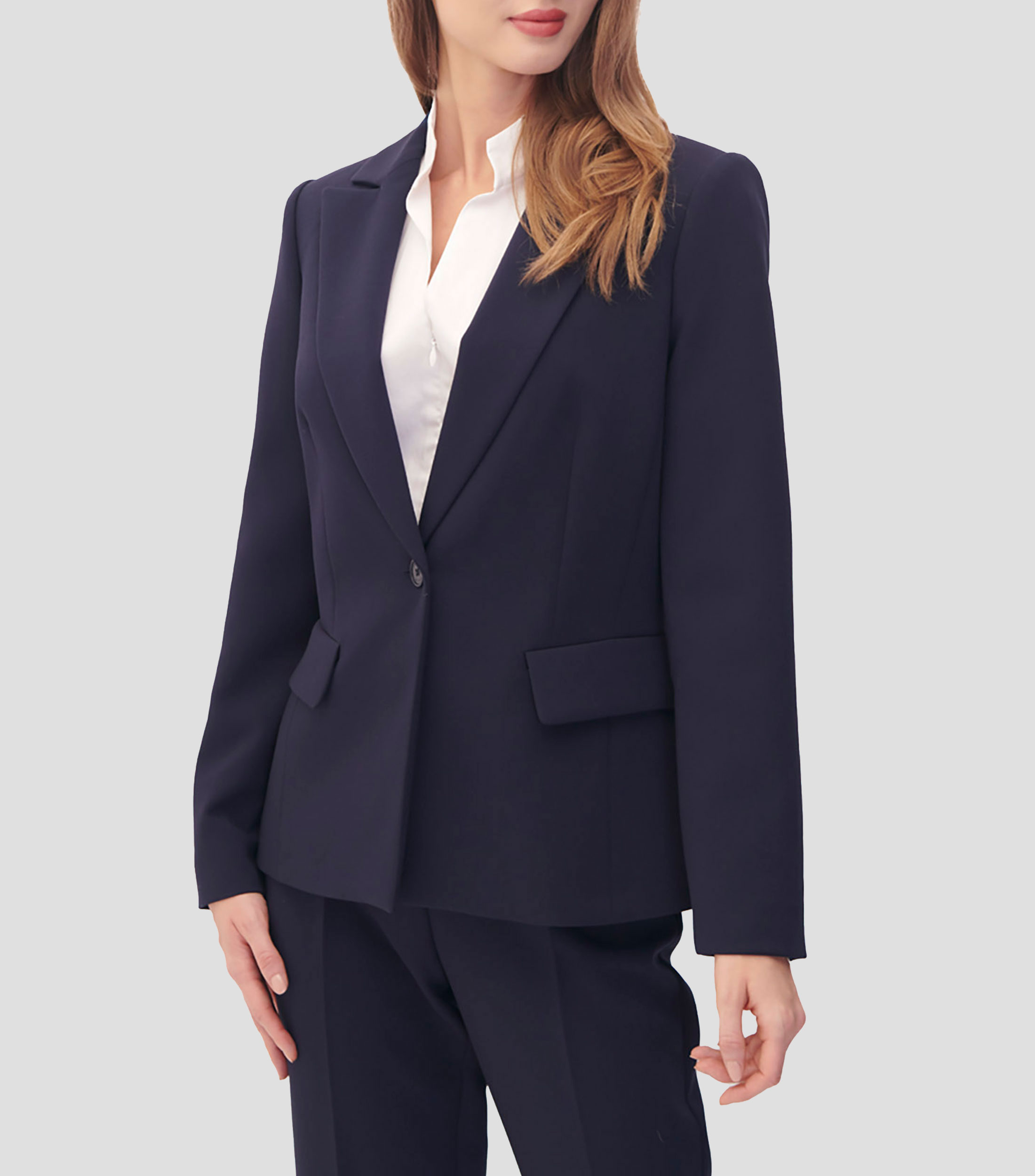 Blazer azul marino con solapa Mujer